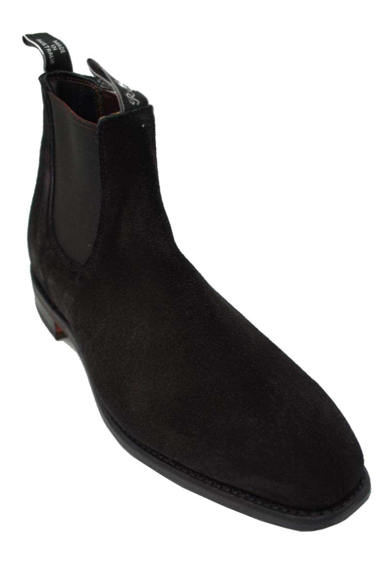 R.M. Williams Comfort Craftsman Chelsea Big Size Boot in Black Suede